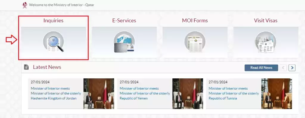 Check the Ministry of Interior (MOI) Website